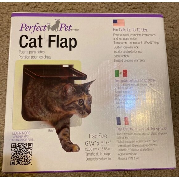Perfect Pet Cat Flap Up To 12 Lbs Telescoping Frame Flap Size 6 1/4" x 6 1/4" - Picture 1 of 5